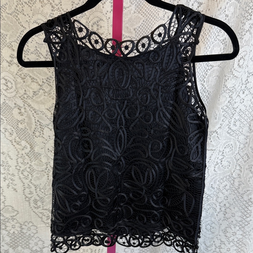 Soulmates Black Elegant Handcrafted Silk Lace Evening Tank – Size‎ S - Picture 4 of 7
